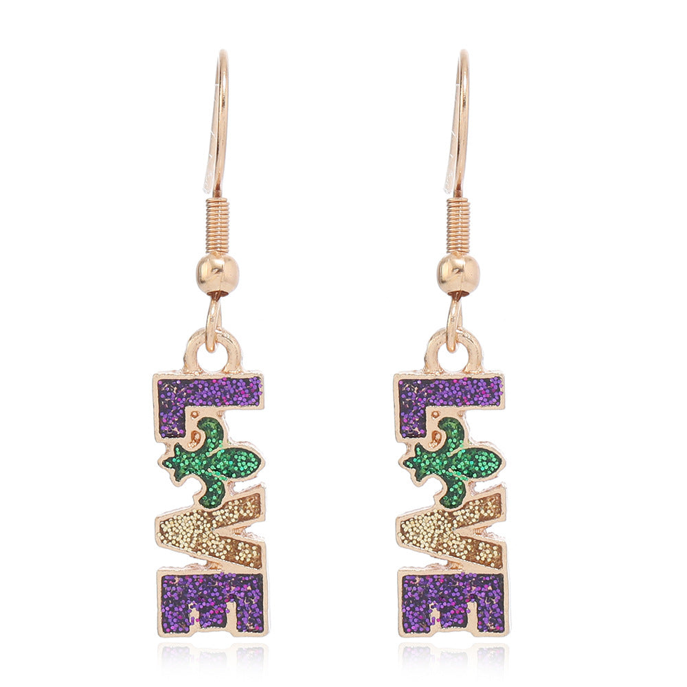 Wholesale Carnival Earrings Glittering Iris Mask Umbrella Dangles