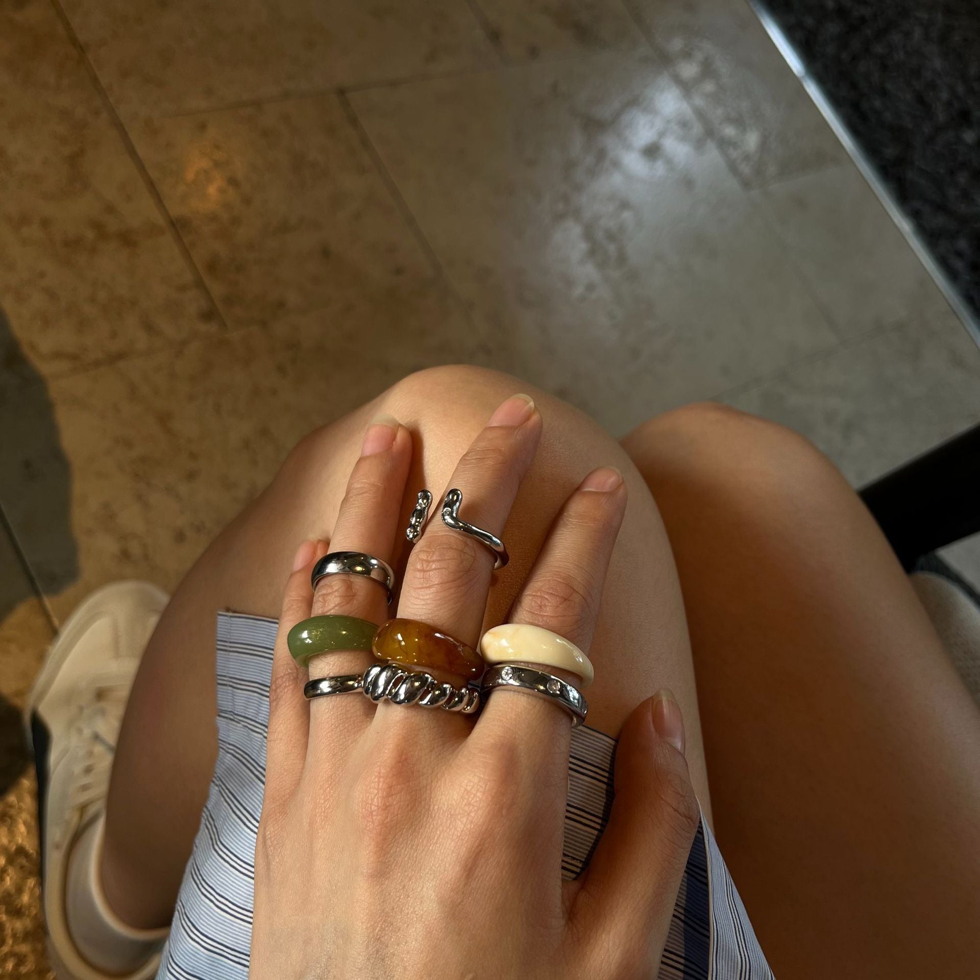 Wholesale Copper Electroplated Geometric Resin Ring,  Chic Jewelry Accessory for Resale