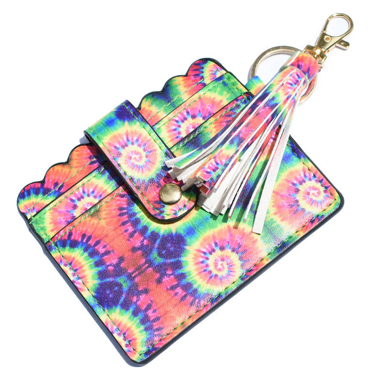 Wholesale Leopard Print Plaid Tie Dye Plaid Card Holder Keychain Wristlet Keychain ACC-KC-QiuXue008