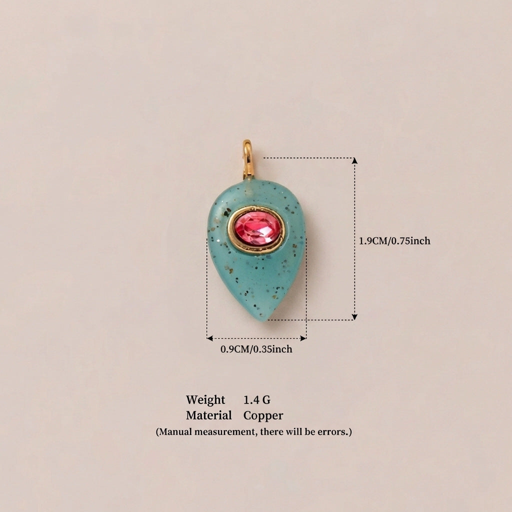 Wholesale Cross-Border Independent Website New Dopamine-Colored Birthstone Zircon Round and Square Cute DIY Pendant Gold-Plated
