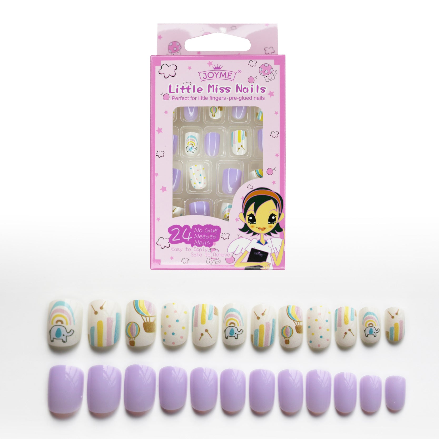 Wholesale Children's Press on Nails Kits 24 Solid Color Back Glue Nail Art Pieces ACC-NS-XKQ004