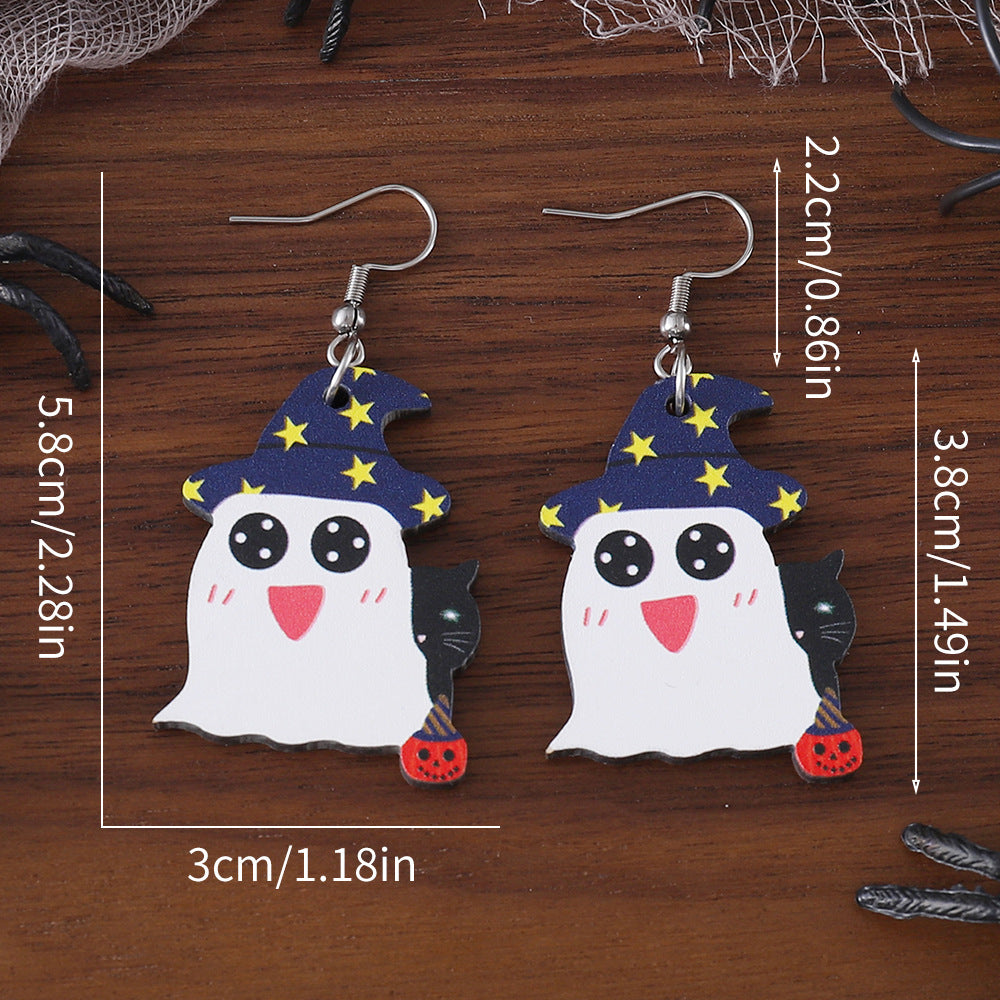 Wholesale Halloween Pumpkin Black Cat Ghost Pendant Earrings