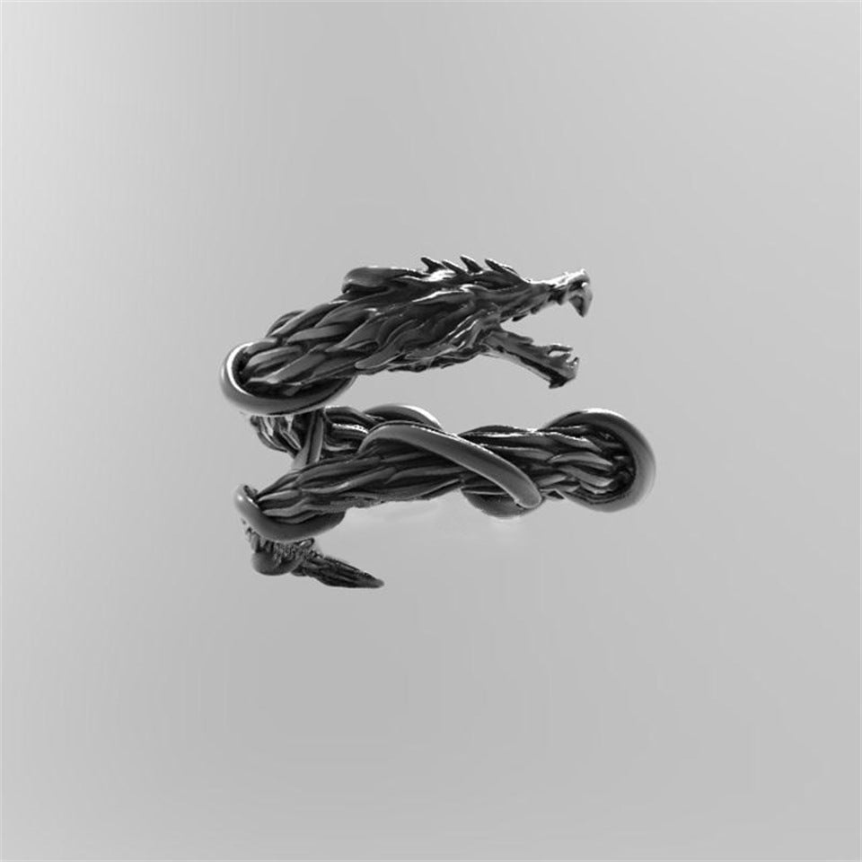 Wholesale Gothic Black Dragon Wrap Open Adjustable Ring