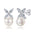Wholesale s925 sterling silver four-leaf clover natural pearl earrings