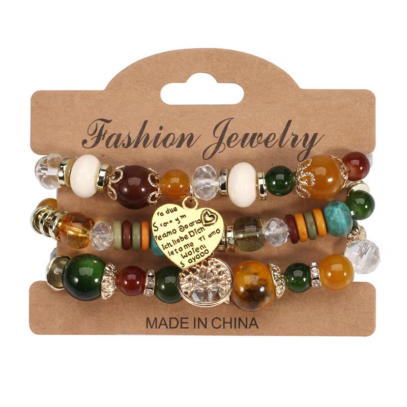 Wholesale Bohemian Elastic Multi-layer Colorful Beaded Love Bracelet ACC-BT-FengLi002