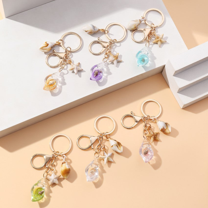 Wholesale Acrylic Glow-in-the-Dark Seashell Keychain Decorative Car Bag Charm Gift