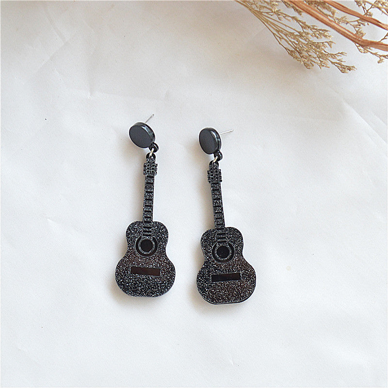 Wholesale Acrylic Earrings Hip Hop Hipster Music Exaggerated Guitar Earrings ACC-ES-XN013