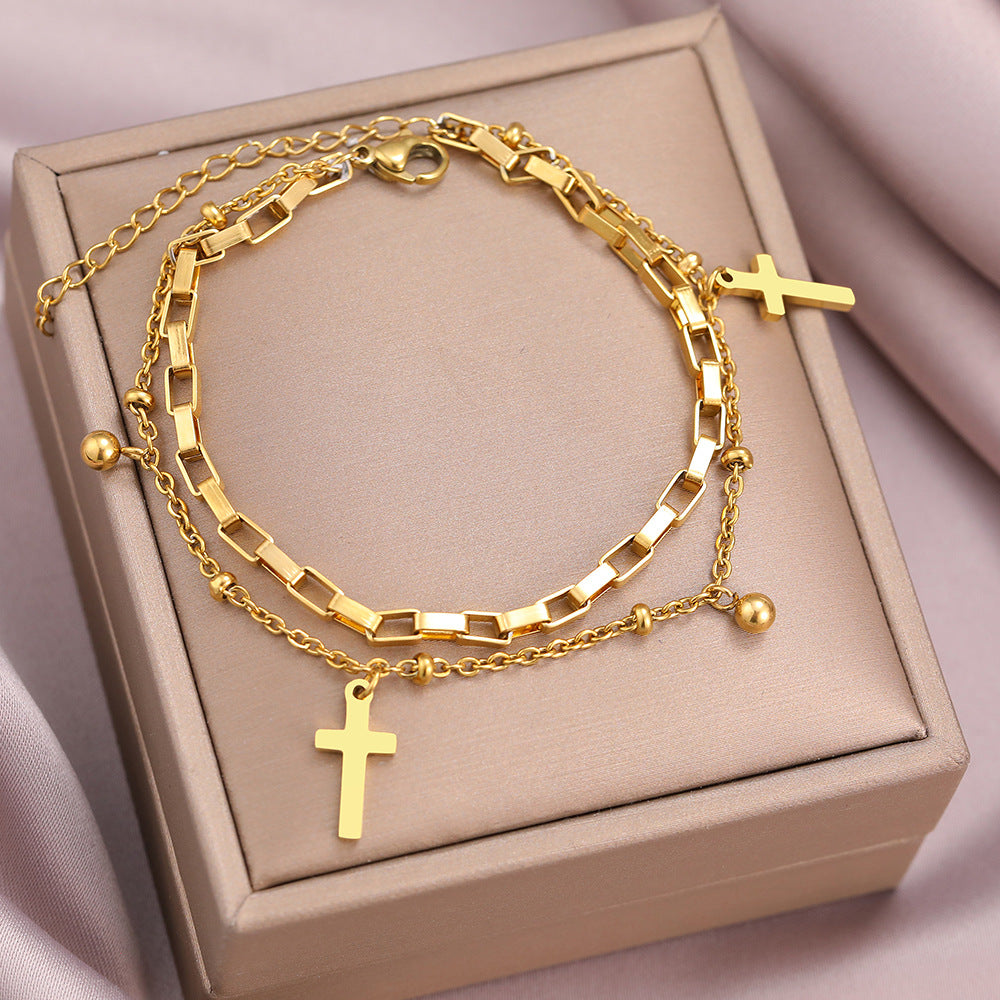Wholesale Cross 18K Gold Plated Pendant Bracelet
