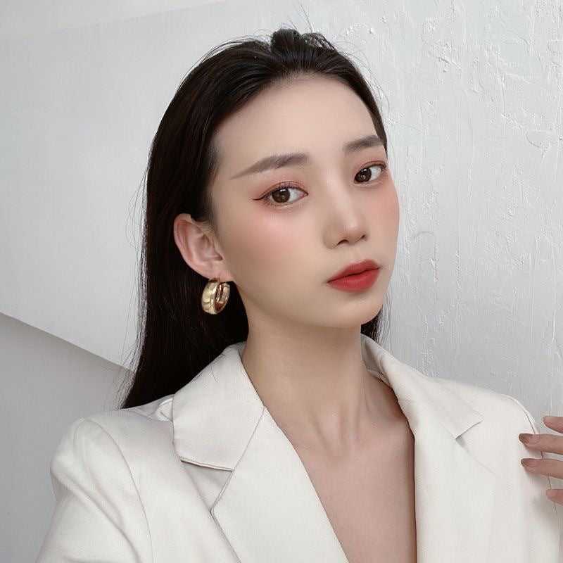 Wholesale  exaggerated large wide metal texture earrings