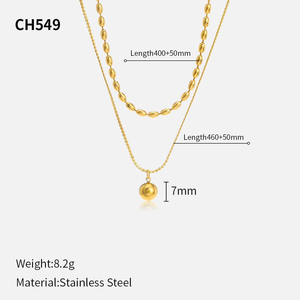 Wholesale Stainless Steel Three-Layer Pearl Starfish Pendant Necklace