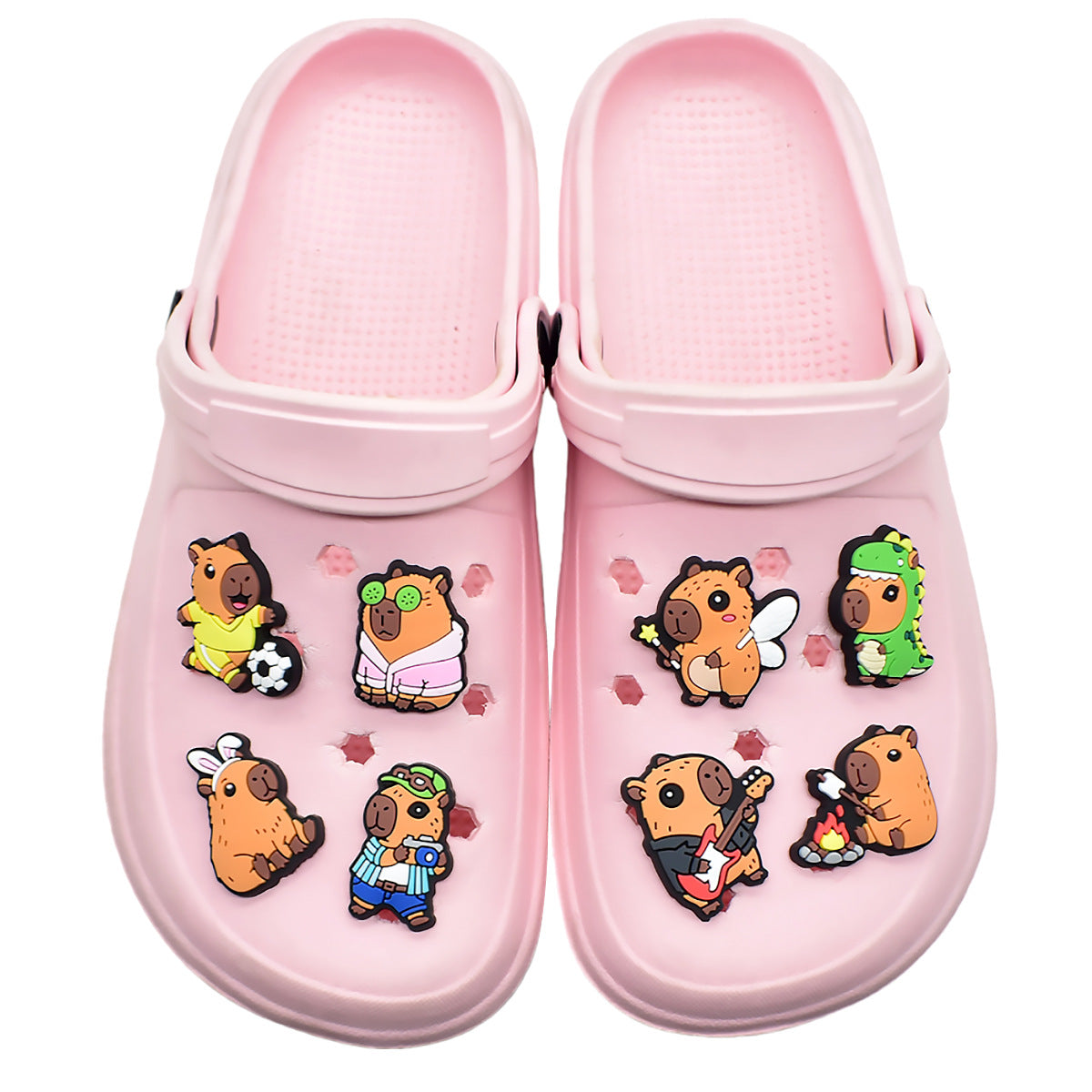 Wholesale   Random 100pcs Cute capybara PVC Soft Rubber Shoe Buckle Decoration