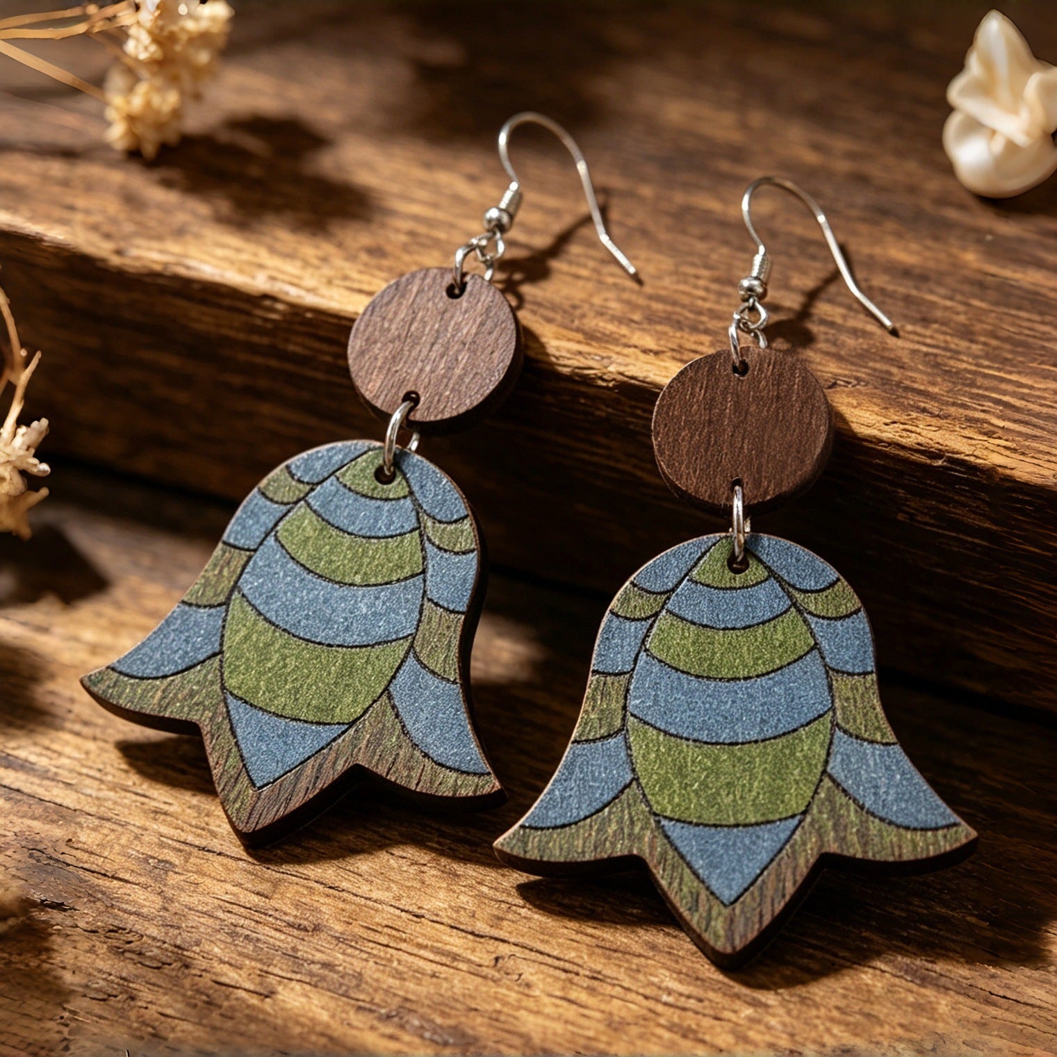 Wholesale Wooden Double Layer Lily Of The Valley Drop Earrings Vacation Style Floral Jewelry Fashion Accessory Gift Boutique Resale