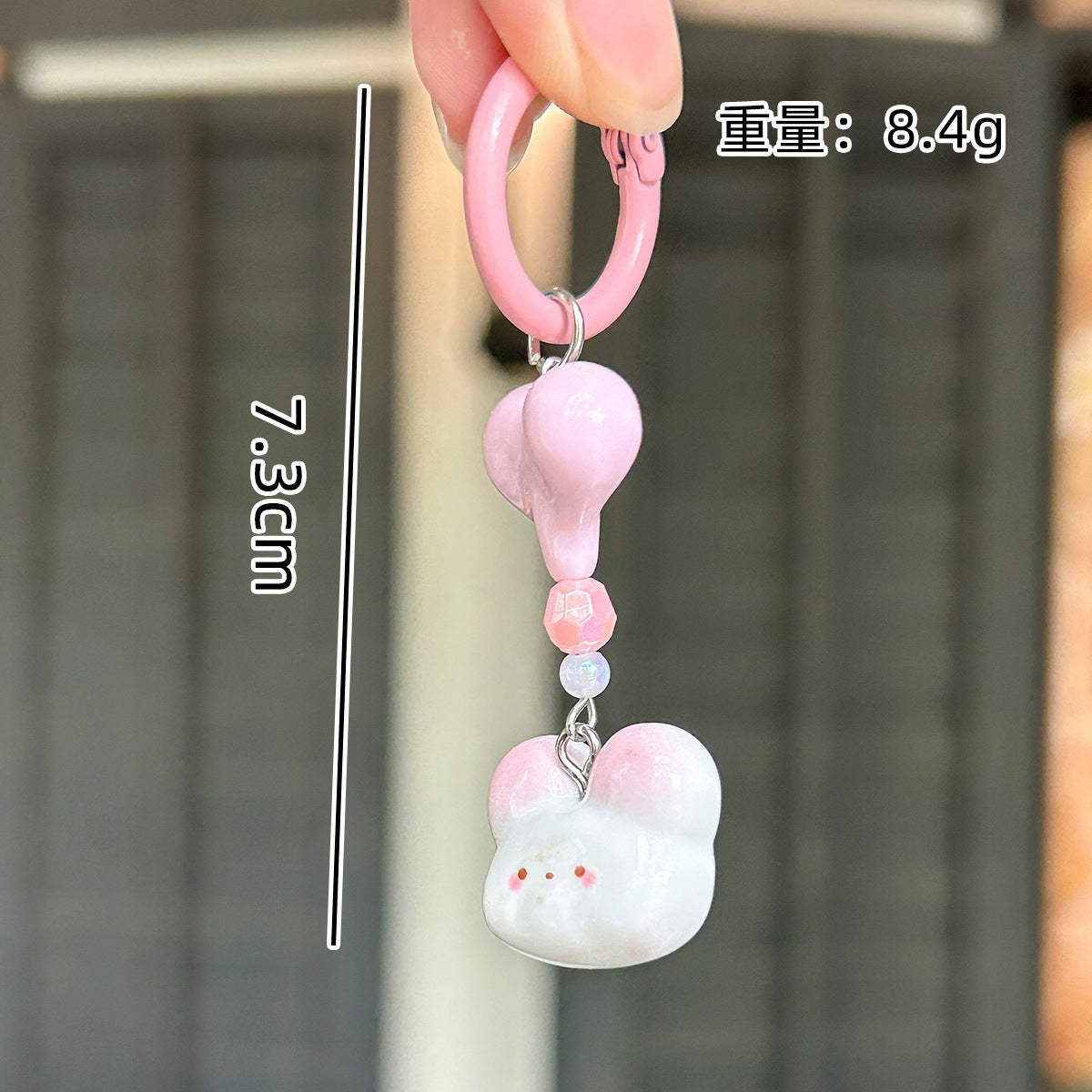 Wholesale Pink Flower Rabbit Resin Cartoon Keychain