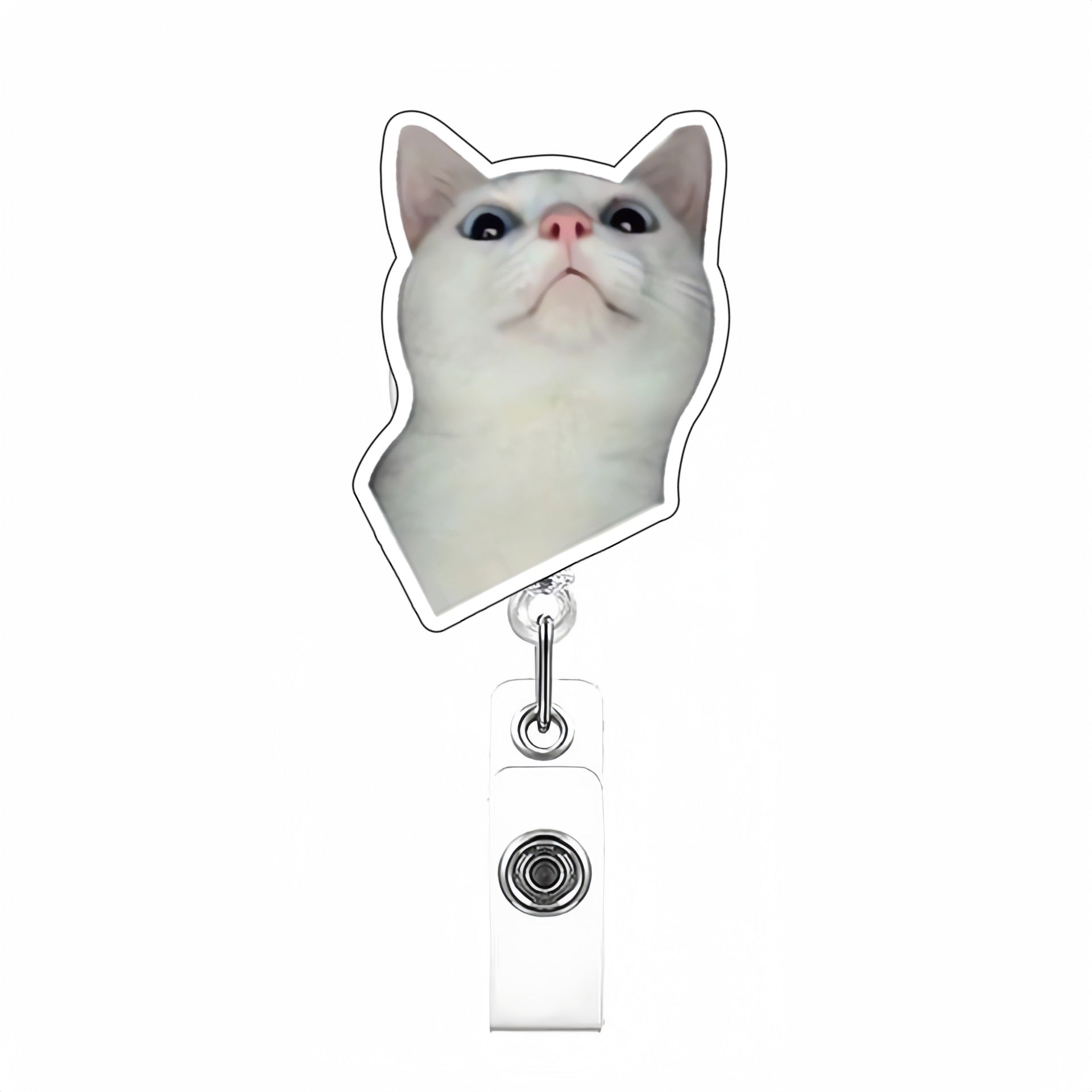 Wholesale Cute Cat Acrylic Retractable Rotating Badge Keychain