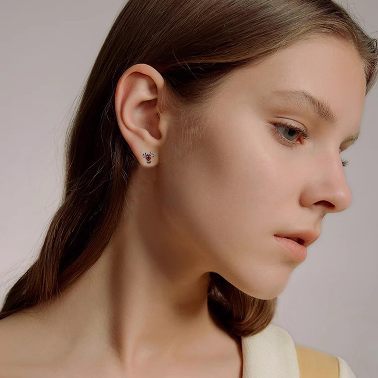 Wholesale Halloween exaggerated little devil red heart earrings