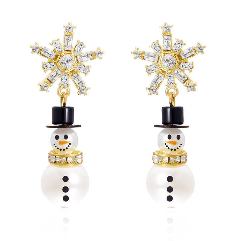 Wholesale Christmas Diamond Snowflake Hat Snowman Earrings ACC-ES-FanYou002
