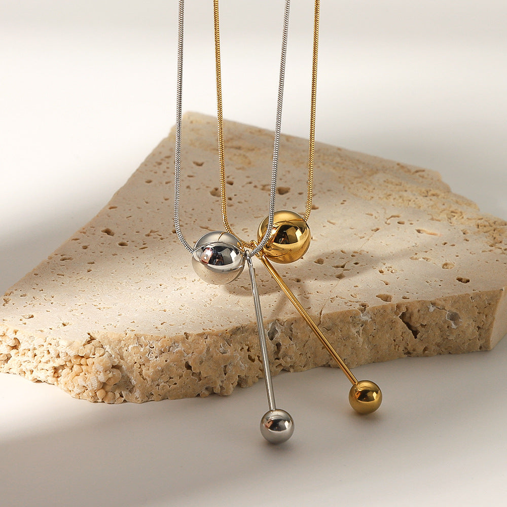 Wholesale spherical pendant necklace clavicle chain stainless steel 18K gold-plated necklace