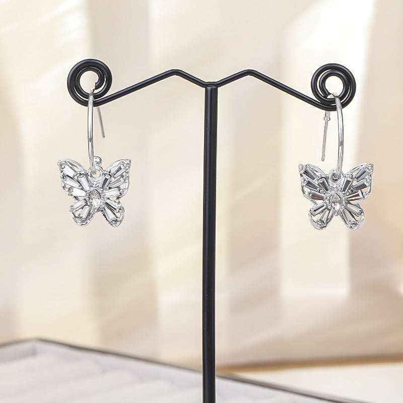 Wholesale Light Luxury Diamond Hollow Butterfly Earrings ACC-ES-RuLong013