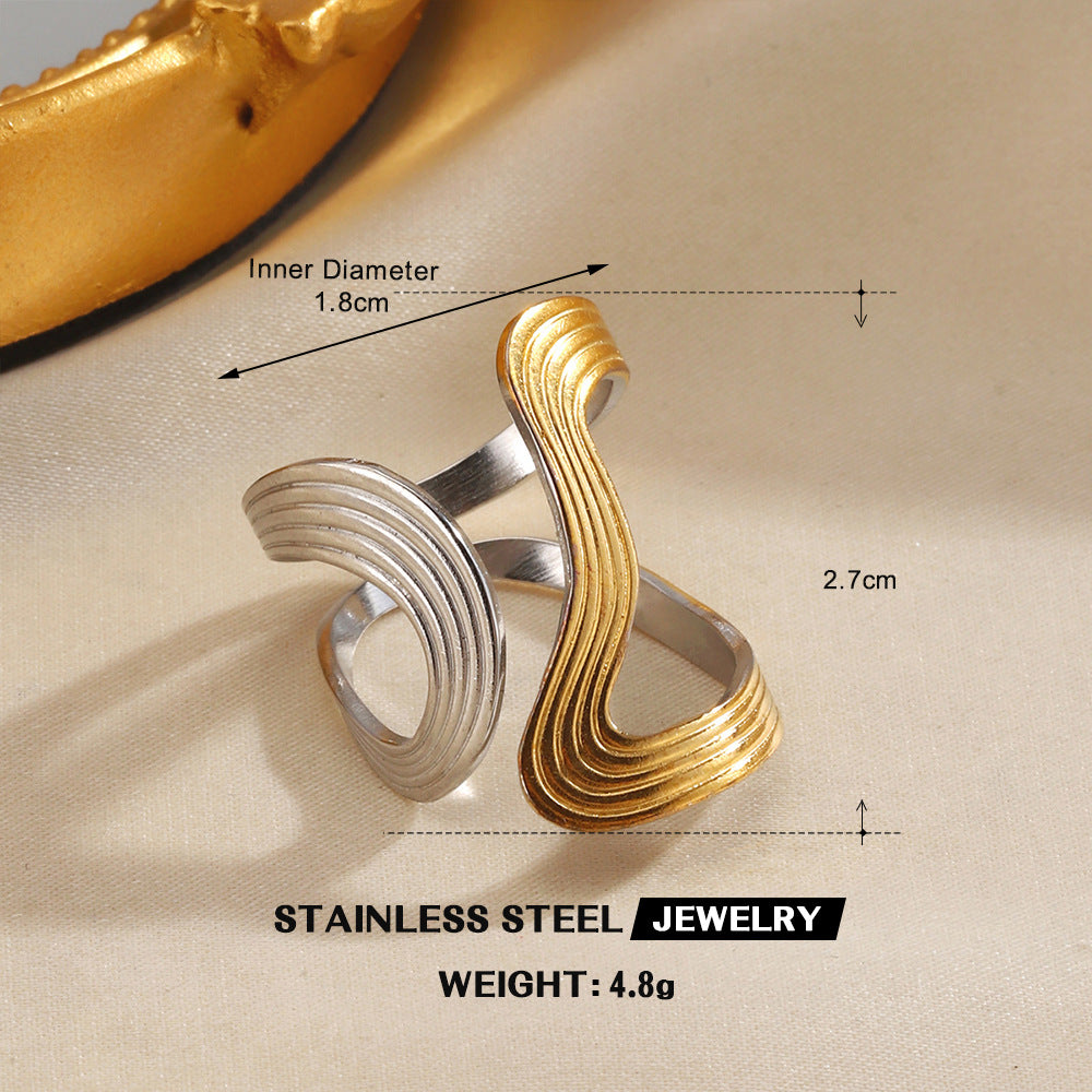 Wholesale Stainless Steel Contrast Color Ring for Women Fashion Accessory Everyday Wear