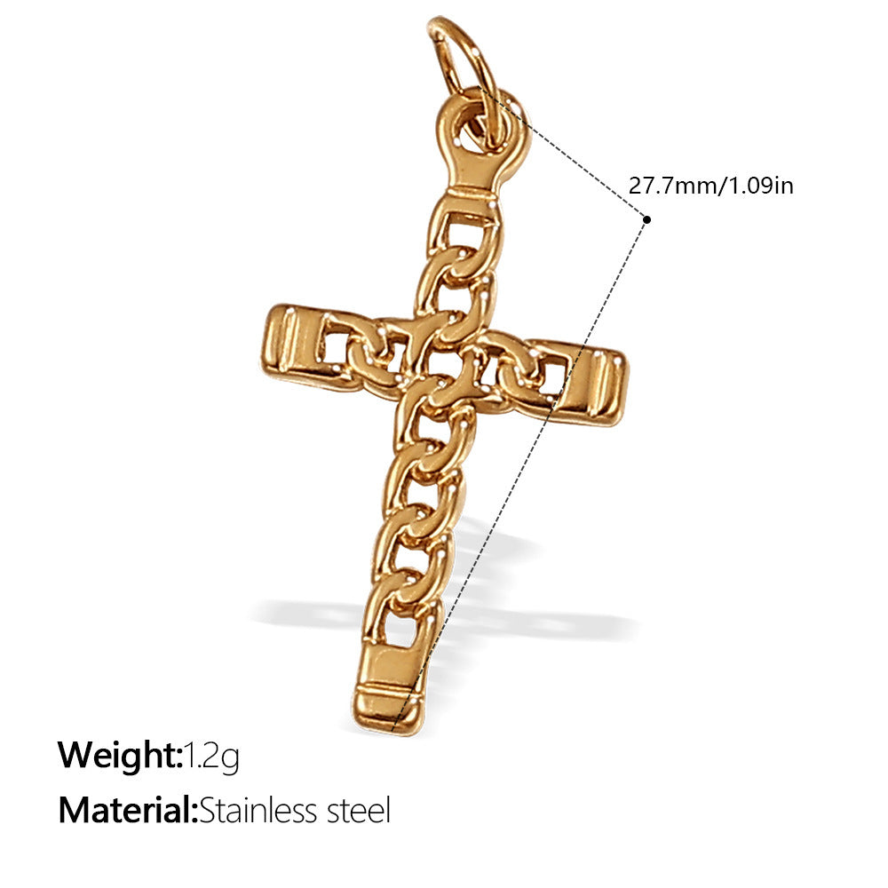 Wholesale Irregular Cross-Shaped DIY Stainless Steel Pendant Full Diamond Jewelry Accessories Necklace Zircon Diamond Inlaid