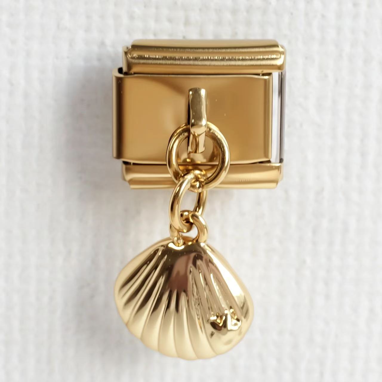 Wholesale Stainless Steel Gold Ocean Style Italian Charm Bracelet Unisex Elastic Jewelry Gift Everyday Wear