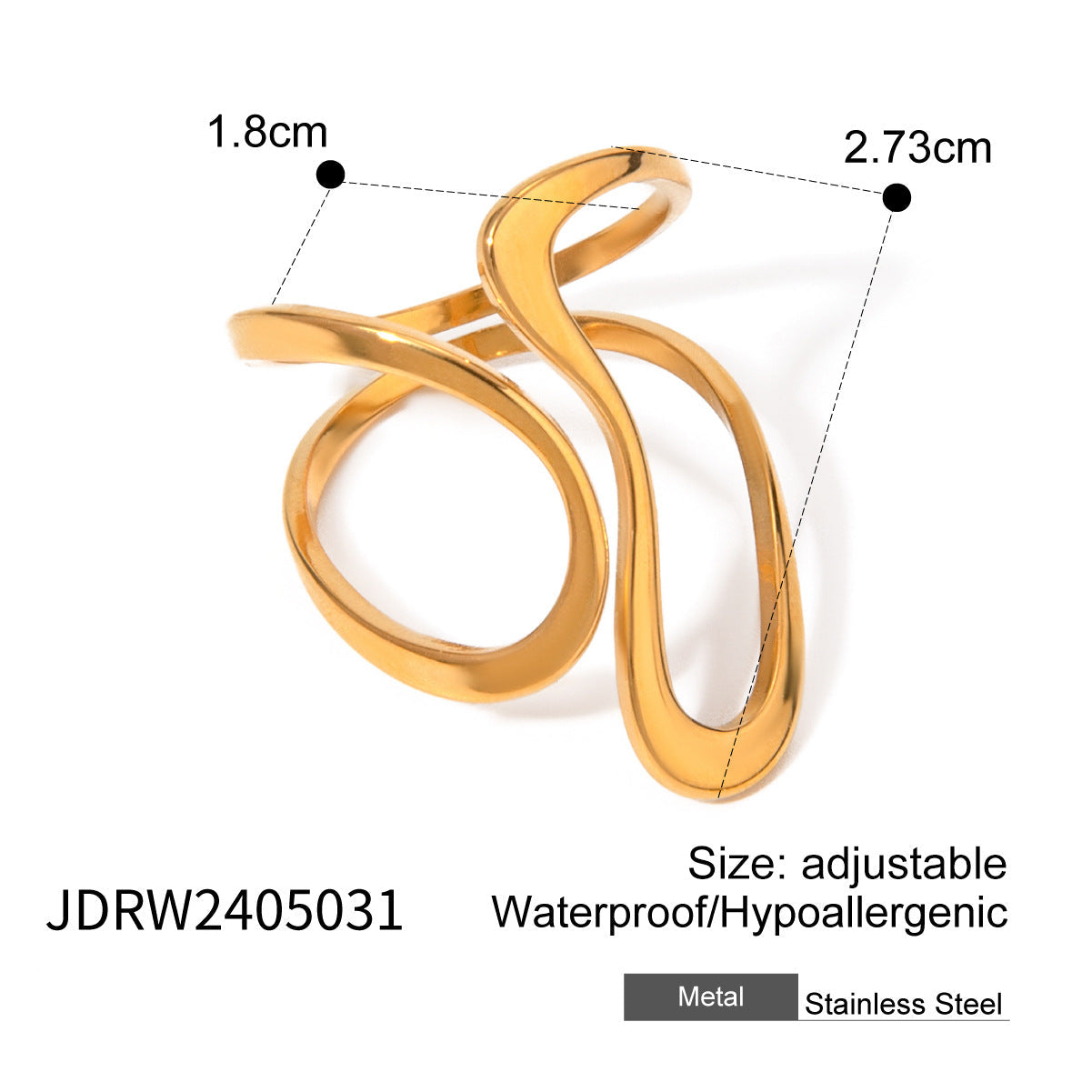 Wholesale Stainless Steel Exaggerated Ring Irregular Jewelry