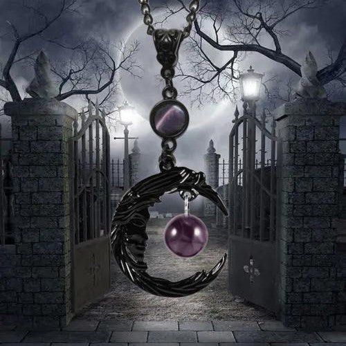 Wholesale  Gothic Natural Amethyst Moon Goddess Pendant Charm Necklace