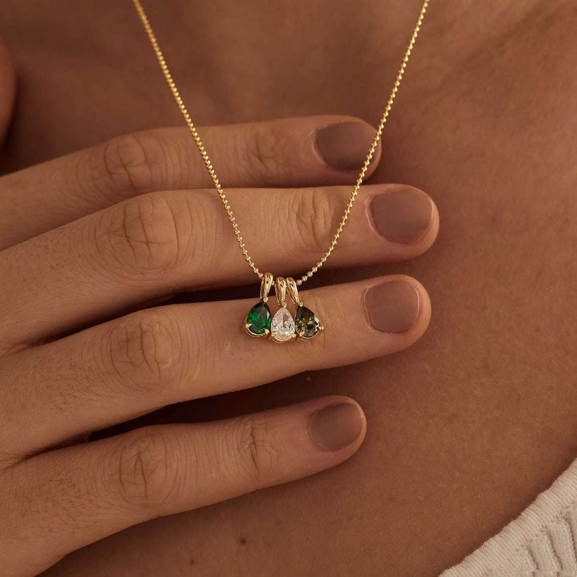 Wholesale titanium steel DIY accessories 12 birthstone necklace 12 birthstone water drop pendant