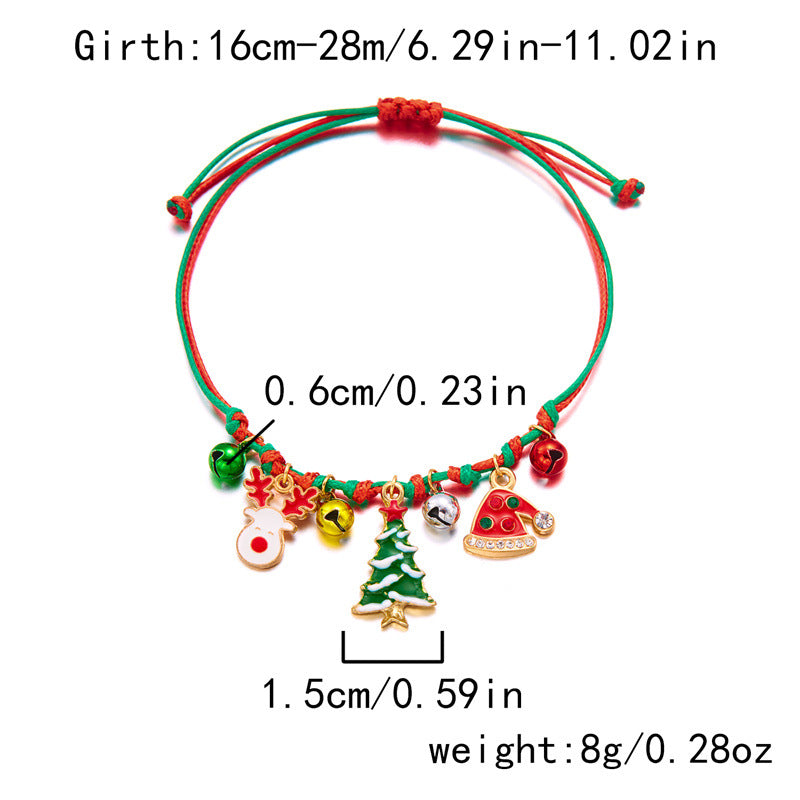 Bracciale combinato con ciondolo stampella alce albero intrecciato campana di Natale all'ingrosso