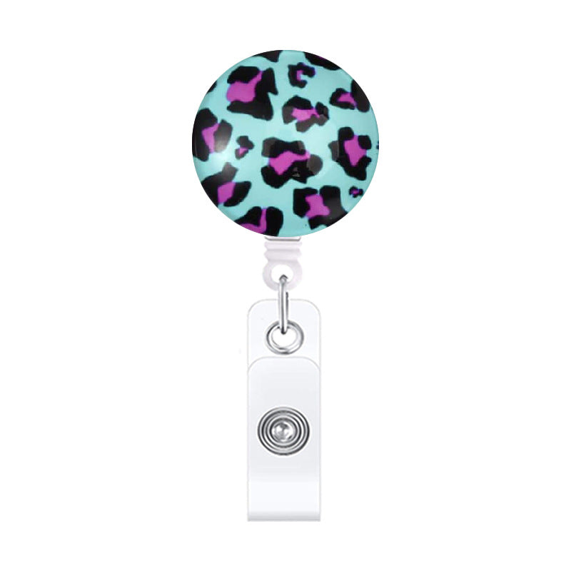 Wholesale Leopard Print Hand-Painted Retractable ID Badge Reel - Chic Keychain Clip for Office or Car Key Accessory,  Resale