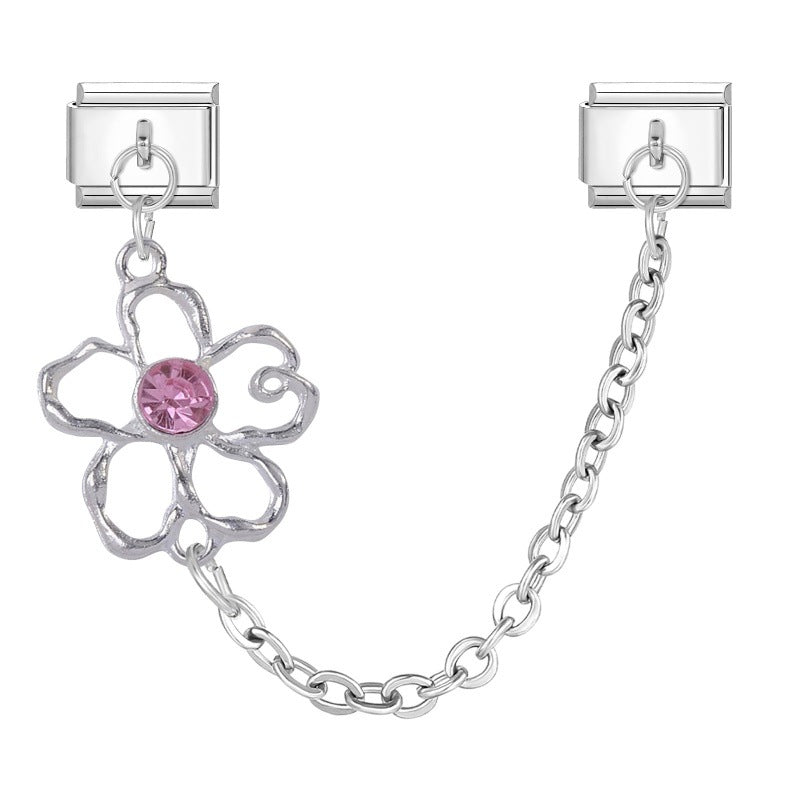 Wholesale Italian Charm Bracelet 9mm DIY Splicing Double Pendant Pentagram Stainless Steel Composable Bracelet