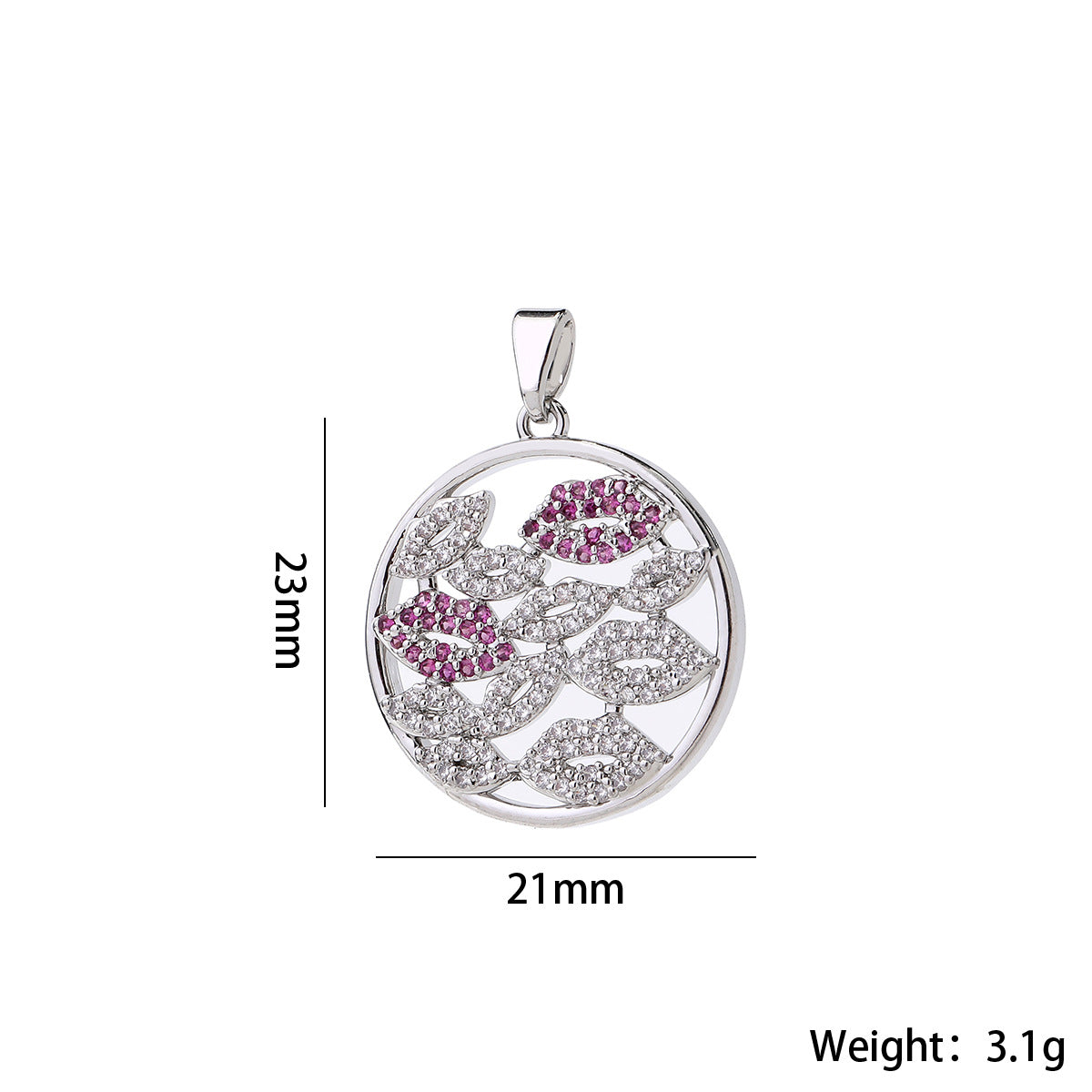 Wholesale Lip Shape Zircon Pendant Gold Plated Necklace Charm DIY Jewelry Making Fashion Accessory