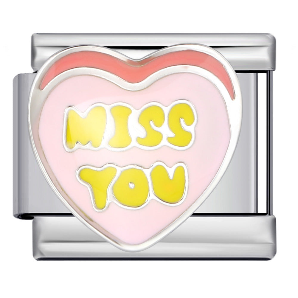 Wholesale 9mm Italian Charm Starter Bracelets DIY Hearts Single Section Creative Stainless Steel Composable Bracelet