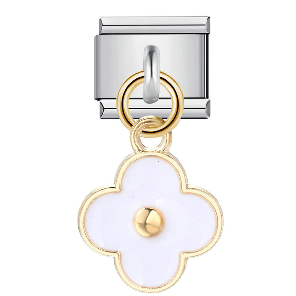 Wholesale Italian modular  Stainless steel gold-plated oil drip DIY bracelet