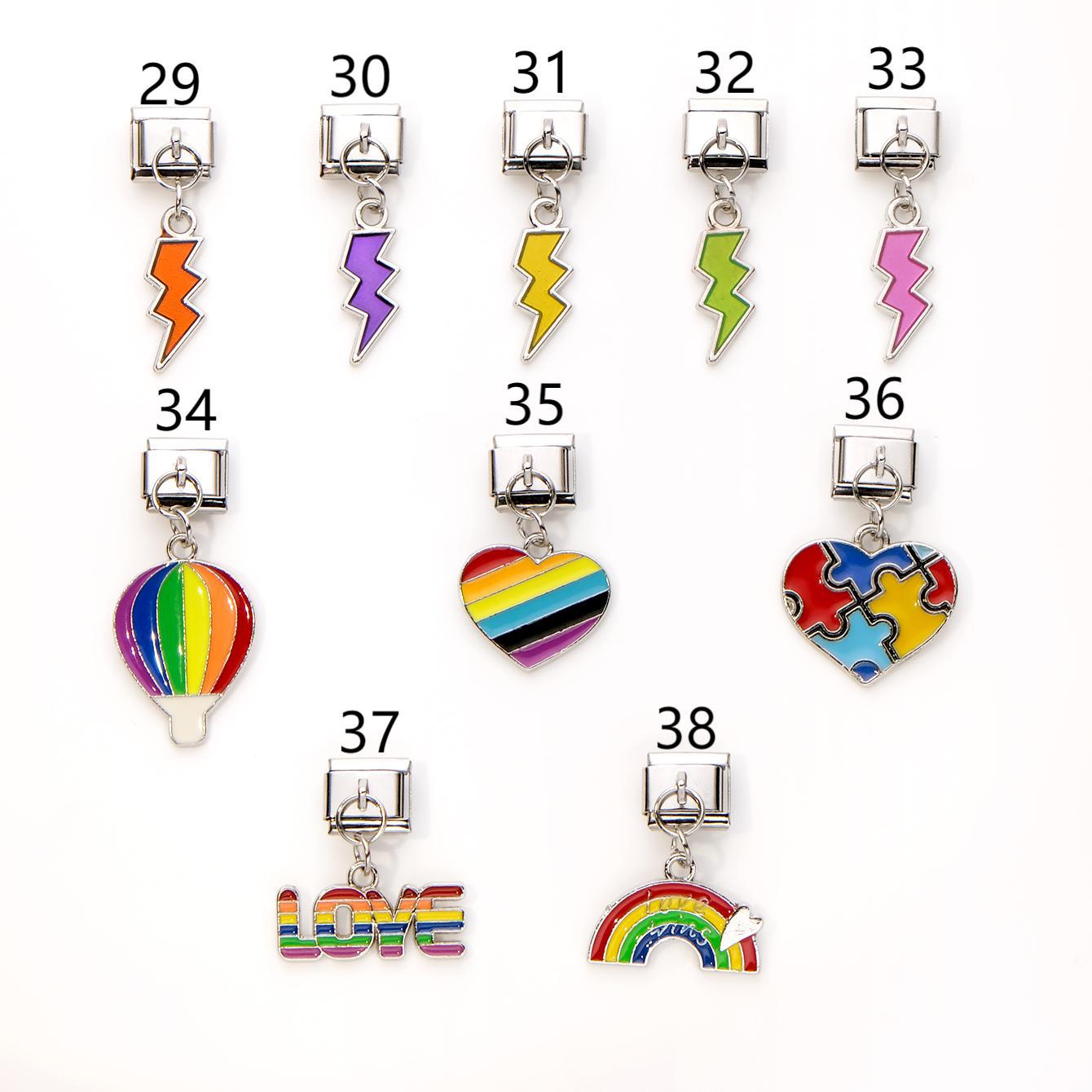 Wholesale 10pcs Italian Charm Bracelet 9mm DIY Splicing Heart Butterfly Pendant Stainless Steel Composable Bracelet