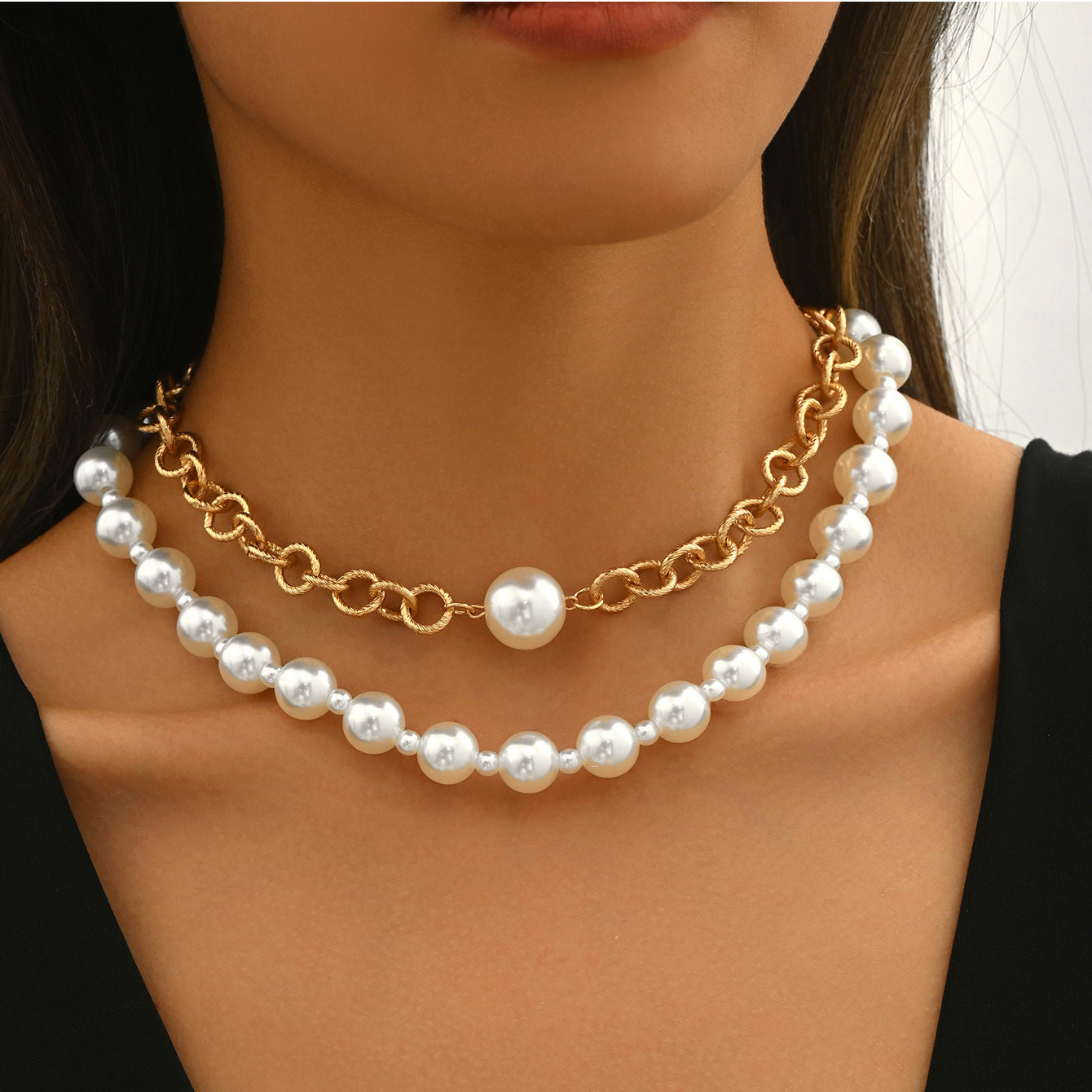 Wholesale  Multi-Layer Metal Clavicle Chain Necklace