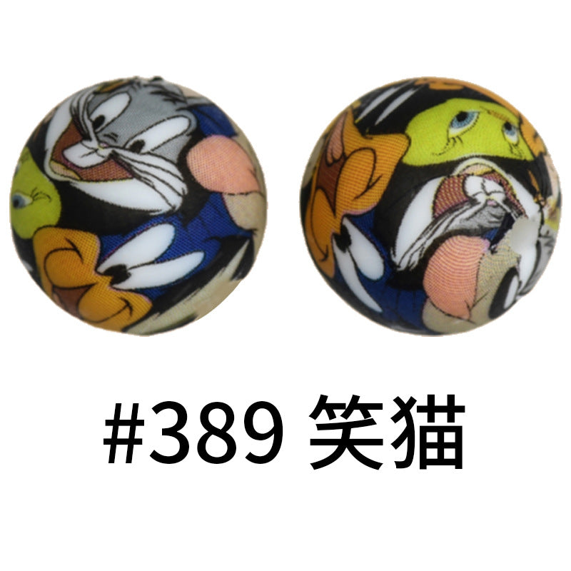 Wholesale 50pcs Western Style Leopard Skull Color Aztec Printed Silicone Balls Beads ACC-BDS-HeSheng003