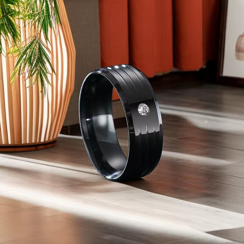 Wholesale Titanium Steel ring diamond-embedded personality men's ring