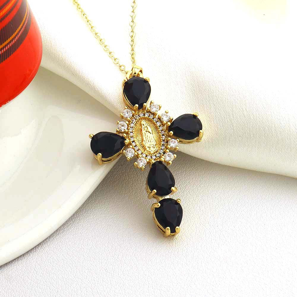Wholesale Copper Cross Pendant Necklace Fashion Adjustable Choker Boutique Resale Jewelry Accessory