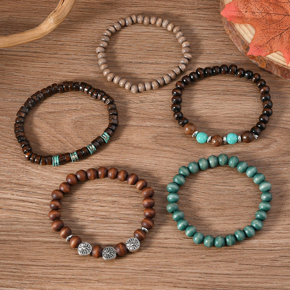 Wholesale Bohemian Retro Style Wood Beads Beaded Bracelet