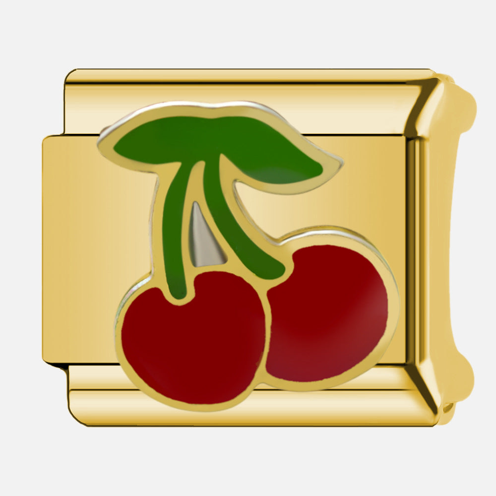 Wholesale Italian Charm Bracelet 9mm DIY  Fruit Cherry Creative Stainless Steel Composable Bracelet