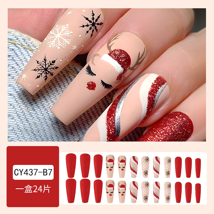 Wholesale 24 Pieces/box Christmas Snowflake Elk Nails Kits Nail Stickers ACC-NS-QXJ035