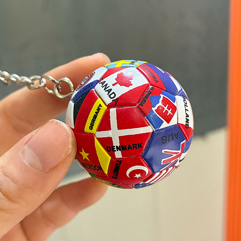 Wholesale World Cup Soccer Commemorative Keychain with Flag Pattern,  Trendy Car Key Accessory Gift