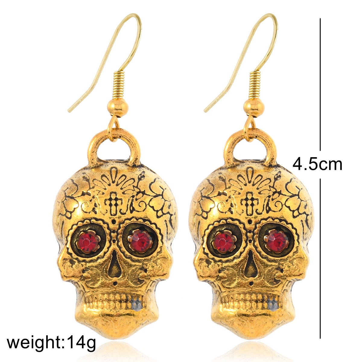 Wholesale Retro Alloy Sugar Skull Earrings Day of the Dead Jewelry Accessory