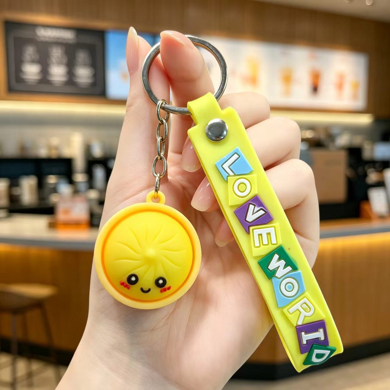 Wholesale PVC Cute Steamed Bun Keychain Pendant - Creative Xiaolongbao Design Car Keychain Bag Charm