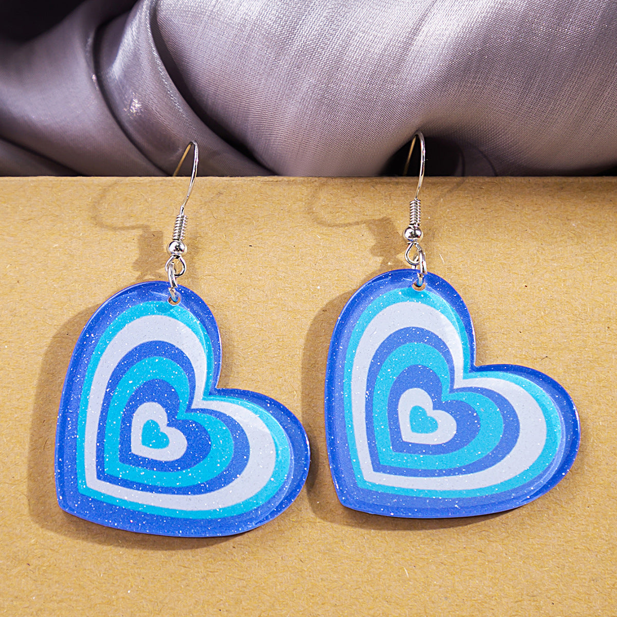 Wholesale Candy Color Heart Acrylic Earrings ACC-ES-ZhuiWo003