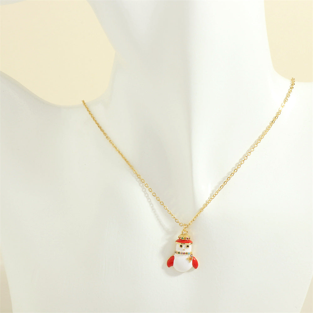 Wholesale Christmas Series Necklace Simple Peace Tree Holiday Elements Micro-inlaid Oil Drop Pendant