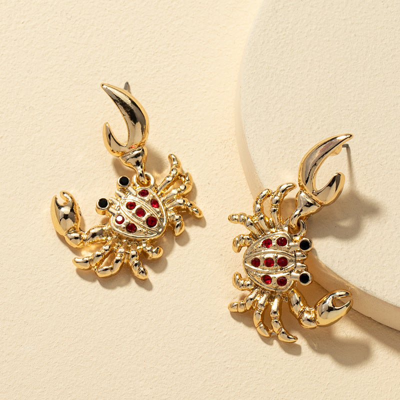 Wholesale European Style Creative 3D Crab Earrings Alloy Fashion Jewelry Accessory