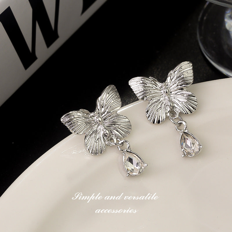 Wholesale  Butterfly Diamond Embedded Earrings