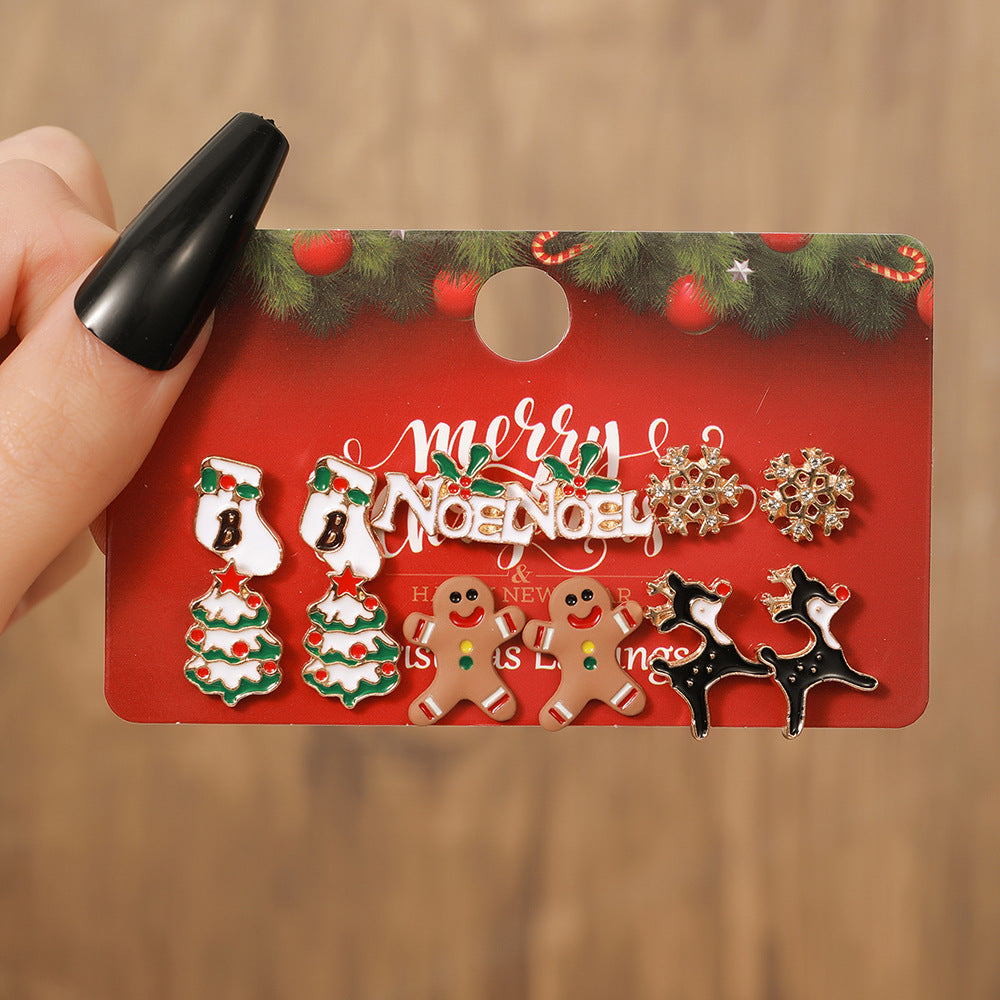 Wholesale Christmas Earrings Set Snowflake Elk Christmas Tree Earrings ACC-ES-Zhey004